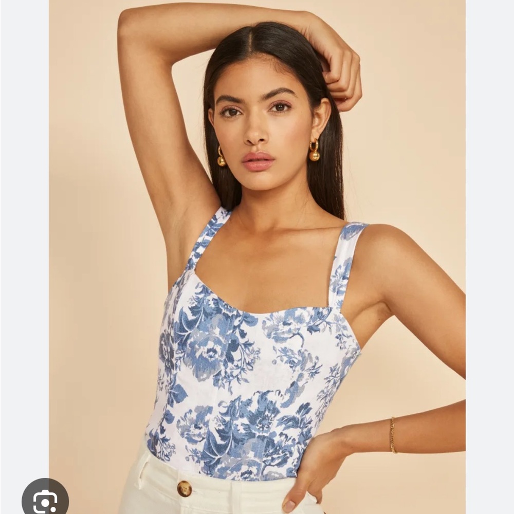 Reformation Garten Linen Top - Olympia